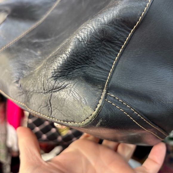 Fossil Black Leather Tote Computer Laptop Briefcase Bag with Top Handles Zipper - Picture 13 of 15